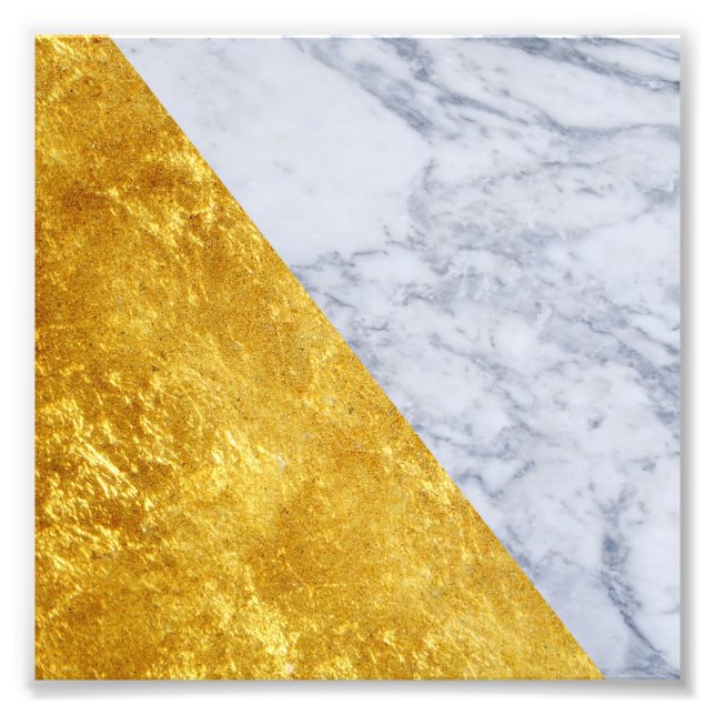 Goldleaf-Foto aus weißem Marmor Print Fotodruck (Vorne)