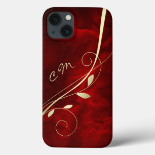 Goldleaf Swirl Rote Monogramm Case-Mate iPhone Hülle