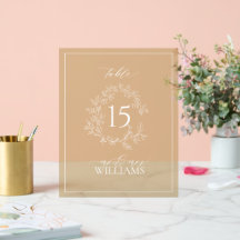 Goldleafy-Wappen Monogram Wedding Tischnummer