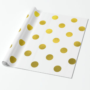 Goldleder Metallische Imitat Fossil Große Polka D Geschenkpapier