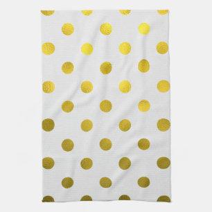 Goldleder Metallische Imitat Fossil Große Polka D Handtuch