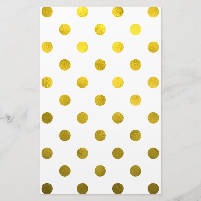 Goldleder Metallische Imitat Fossil Große Polka Do Briefpapier (Vorderseite)