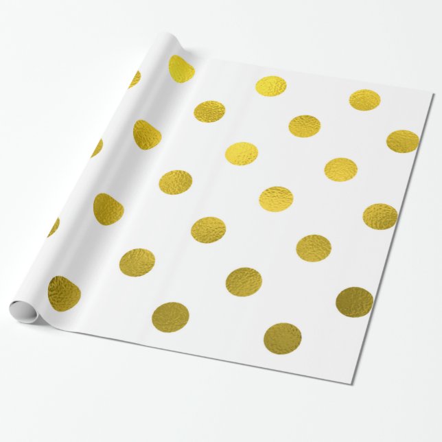 Goldleder Metallische Imitat Fossil Große Polka Do Geschenkpapier (Ungerollt)