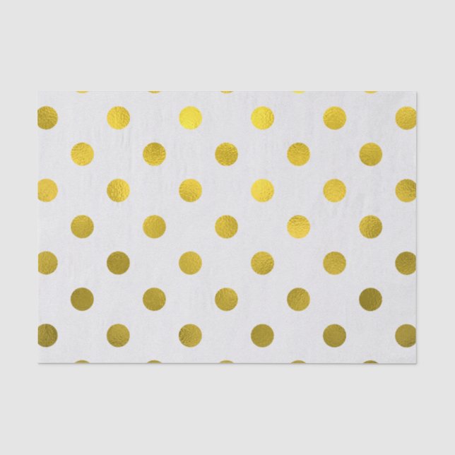 Goldleder Metallische Imitat Fossil Große Polka Do Seidenpapier (Vorderseite)