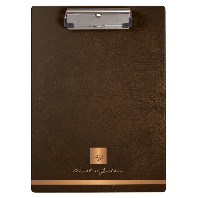 Goldleder mit mit Monogramm Namen Klemmbrett (Vorderseite)