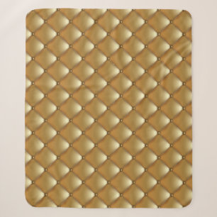 Goldlederpolsterung, Vintage-Sofa. Sherpadecke