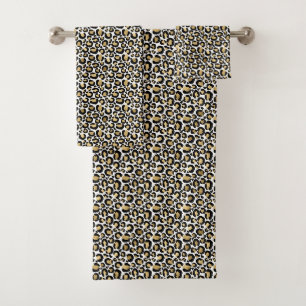 Goldleopard-Druck Badhandtuch Set