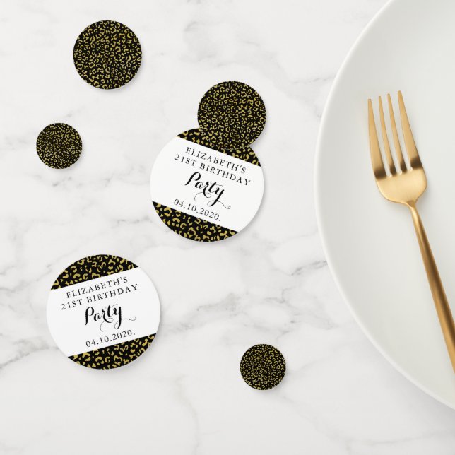 Goldleopard, Glitzer, Leopardenmuster, Geburtstag Konfetti (Gruppe)