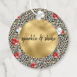Goldleopard Print Floral personalisiertes Zitat Geschenkanhänger
