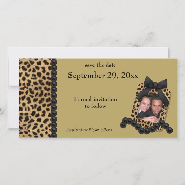 Goldleopard und Schwarze Perlen Save the Date (Vorderseite)