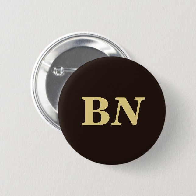 Goldliche Sonderinitialen minimalistisch braun Button (Vorne & Hinten)