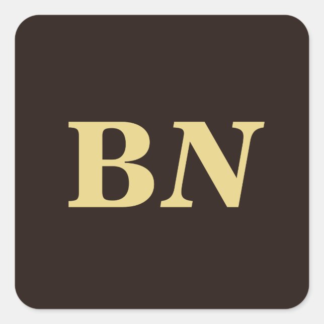 Goldliche Sonderinitialen minimalistisch braun Quadratischer Aufkleber (Vorderseite)