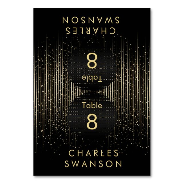 Goldlichtdusche | Platzkarten mit DIY-Text Tischnummer (Vorderseite)