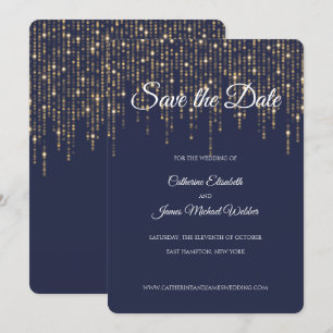 Goldlichter, Mitternachtsblau, Save the Date Einladung