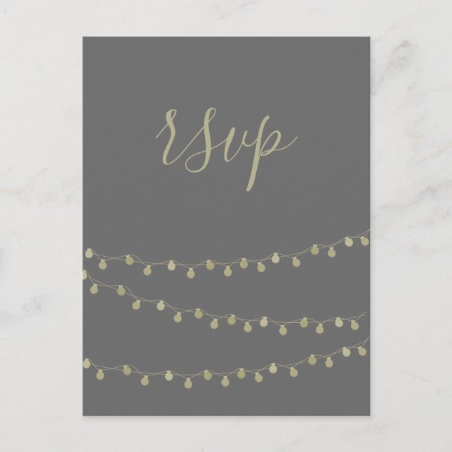 Goldlichter Tafel Hochzeitskarte Rsvp Postkarten (Vorderseite)