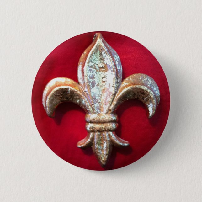 GoldLilie auf Rot Button (Vorderseite)