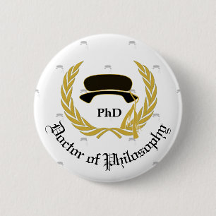GoldlorbeerWreath Tam PhD Doktor Graduation Button