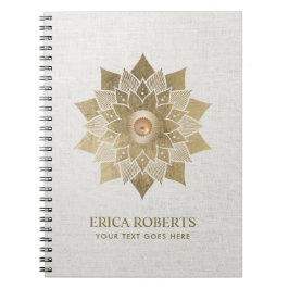 Goldlotos-Blumemandala-Yoga-nobles Leinen Notizblock