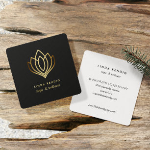 Goldlotus Grau Wellness-Wellness-Center-Massag Quadratische Visitenkarte