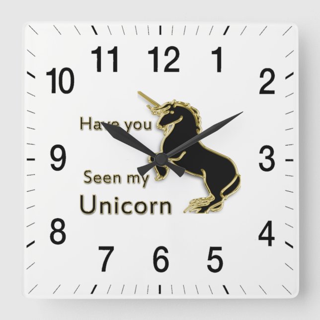 Goldmagie-Märchenunicorn Quadratische Wanduhr (Vorderseite)