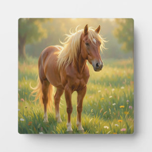 Goldmähnenpferd Wildblumenwiese Fotoplatte