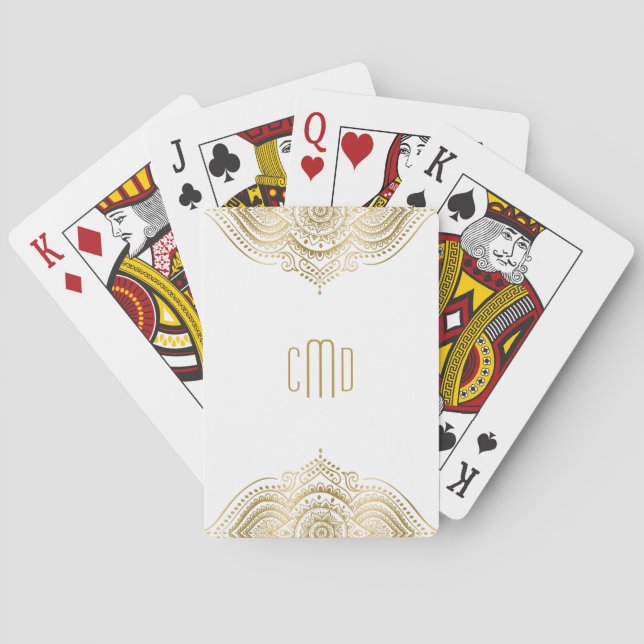 Goldmandala auf Weiß Spielkarten (Rückseite)