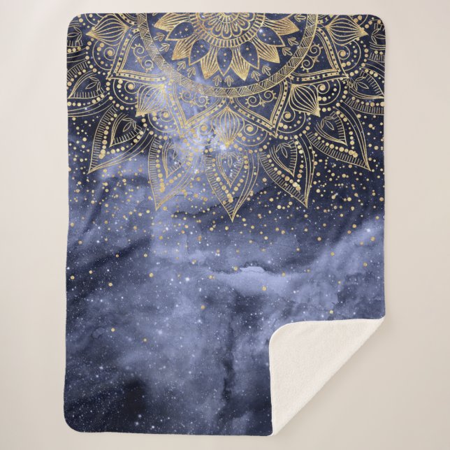 Goldmandala-Konfetti-Design Sherpadecke (Vorderseite)