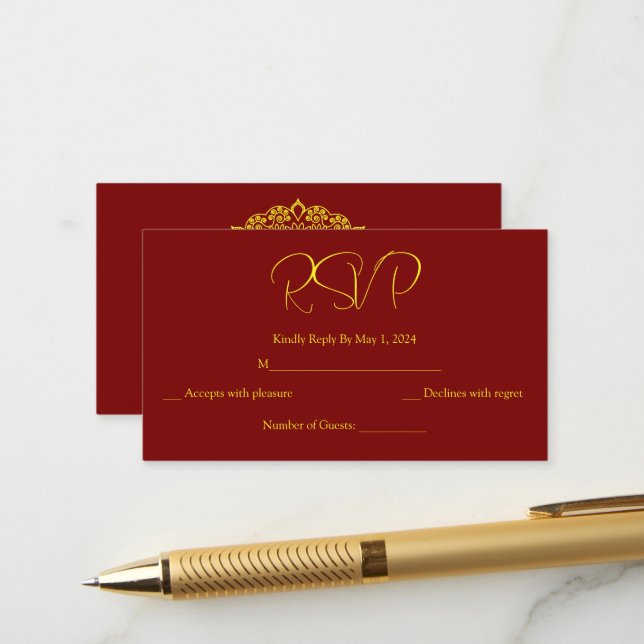 Goldmandala-Rsvp-Karte Begleitkarte (Vorderseite/Rückseite Beispiel)