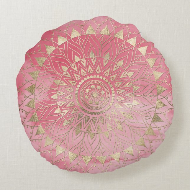 Goldmandala Rundes Kissen (Rückseite)