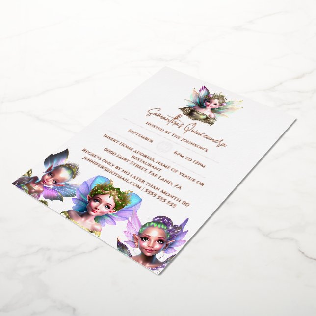 Goldmärchen aus echter Folienmärche aus Rose Folieneinladung (Gedreht)