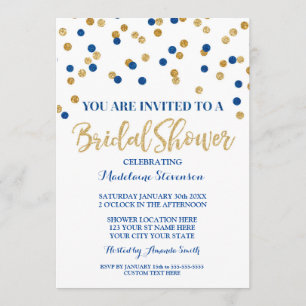 Goldmarine-Blauconfetti-Brautparty-Einladung Einladung