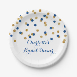 Goldmarine-Blauconfetti-Brautparty-Platte Pappteller