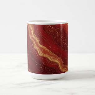 Goldmarmor-Abstrakter Hintergrund mit roten Wirbel Kaffeetasse