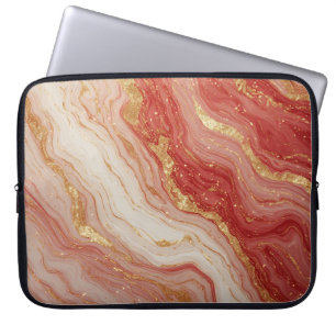 Goldmarmor-Abstrakter Hintergrund mit roten Wirbel Laptopschutzhülle
