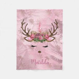 Goldmarmor der Girly Rose, Einhornschneeflocken Fleecedecke