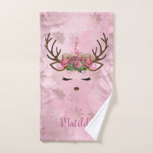 Goldmarmor der Girly Rose, Einhornschneeflocken Handtuch