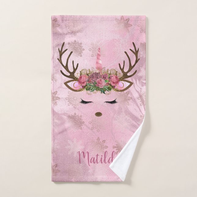 Goldmarmor der Girly Rose, Einhornschneeflocken Handtuch (Handtuch)