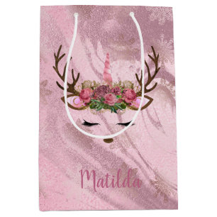 Goldmarmor der Girly Rose, Einhornschneeflocken Mittlere Geschenktüte