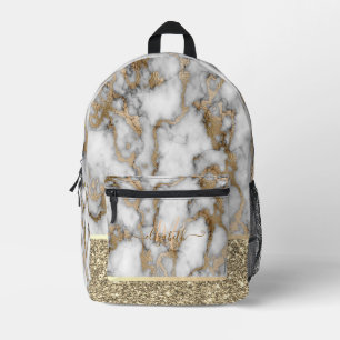 Goldmarmor-Glitzer-Monogramm-Druck-Cut-Sew-Tasche Bedruckter Rucksack