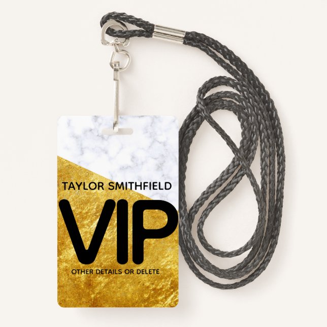 Goldmarmor moderne moderne VIP Lanyard Abzeichen Ausweis (Vorderseite mit Schlüsselband)