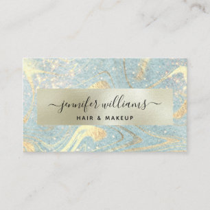 Goldmarmor Modernes Elegantes Blue Makeup Artist C Visitenkarte