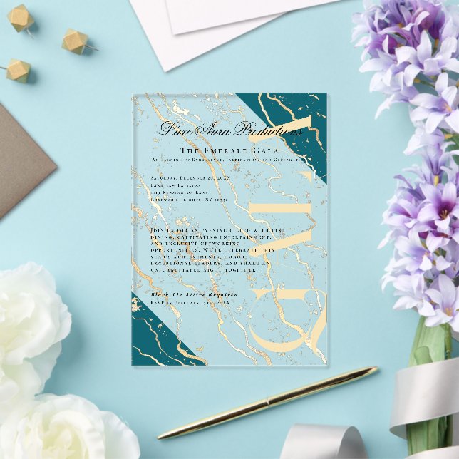 Goldmarmor | Unternehmensgala Acryleinladungen (In Situ (Hochzeit))