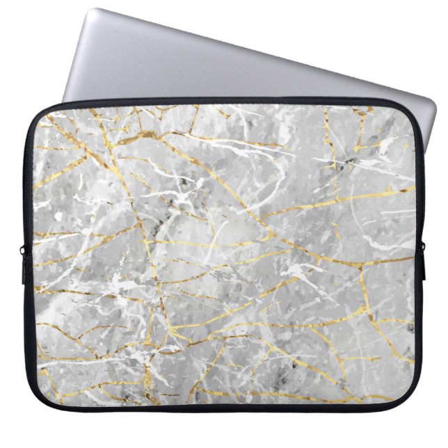 Goldmarmortextur Laptopschutzhülle (Vorderseite)