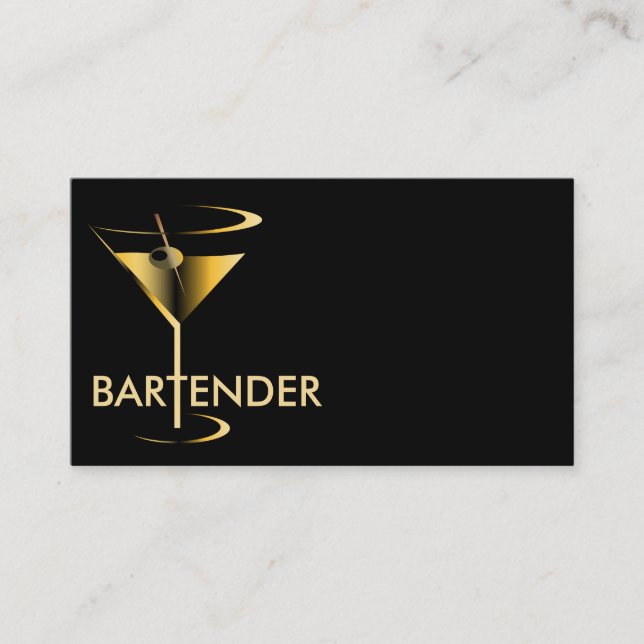 Goldmartini-Cocktail-Barkeeper-Geschäfts-Karte Visitenkarte (Vorderseite)