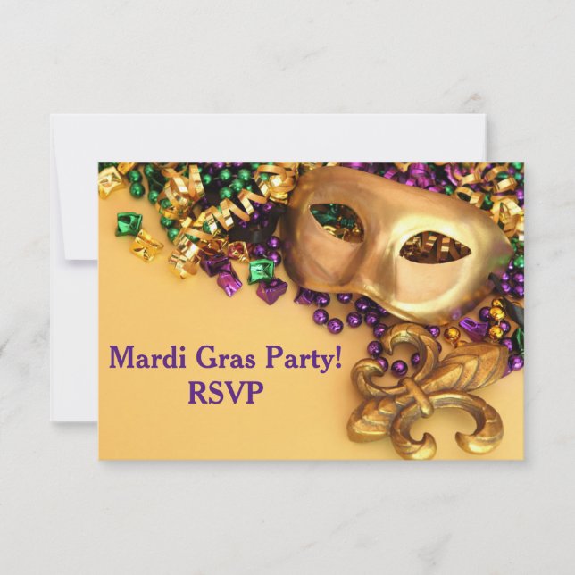 Goldmaskerade-Masken-Karneval-Einladung Einladung (Vorderseite)