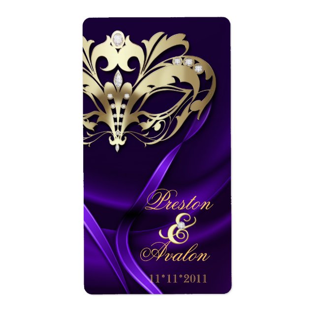 Goldmasquerade, Lila Juwelen, Hochzeitsweinlabel (Vorne)