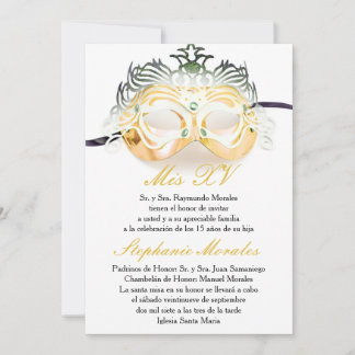 Goldmasquerade Quinceanera Geburtstag Einladung