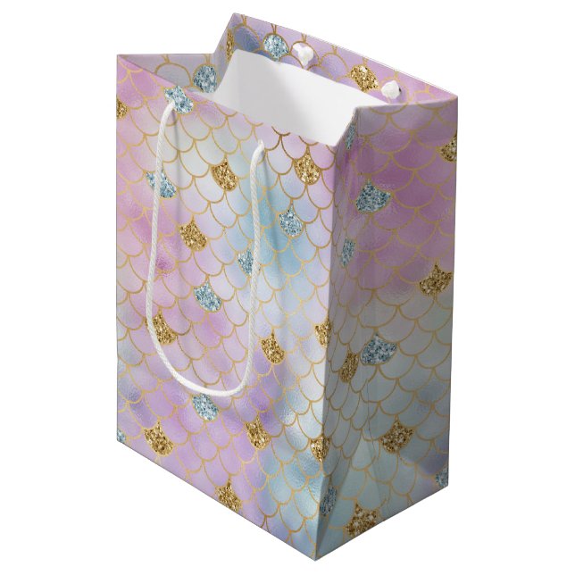 Goldmedaille Aqua Glitzer Traumstrecke Lila Blush  Mittlere Geschenktüte (Vorderseite Schrägansicht)