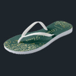 Goldmedaille auf der Emerald Green Trauzeugin Wedd Flip Flops<br><div class="desc">Diese wunderschönen Hochzeitskippen sind eine großartige Möglichkeit, Ihre Trauzeugin zu danken und zu erkennen, während sie gleichzeitig ihre Füße rette. Das elegante Design mit goldenen Spitzen-Frills auf smaragdgrünem Hintergrund und extravagant goldfarbenen Schriftzeichen zeichnet sich durch ein elegantes Design aus. Der Test liest Trauzeugin mit ihrem Namen unten. Ein guter Weg,...</div>