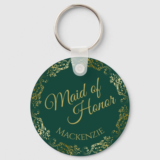 Goldmedaille auf der Emerald Green Trauzeugin Wedd Schlüsselanhänger (Vorderseite)